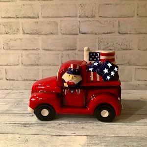 Mr. Christmas Ceramic LED Patriotic Truck Cookie Jar